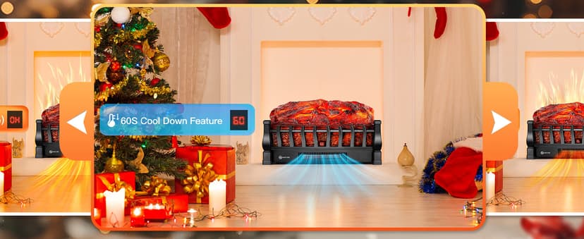 Electric Fireplace Logs Inserts Heater with Infrared Remote, 24 H Timer, 5 Flame Brightness, Thermostat, Overheating Protection for Home & Office