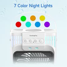 Portable Air Conditioner Cooling Fan with Remote, Quiet with 3 Speeds, 1200ml Evaporative Personal Air Cooler Fan with 3 Mist, 7 Night Light, 8H Timer, Small Air Conditioner for Bedroom Office