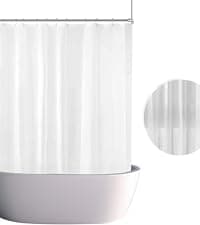 Clawfoot Tub Shower Curtain 180x70 Inch White Liner All Warp Around Extra Wide 36 Metal Hooks Vinyl Bath Curtain for Clawfoot Stand Up Tub Bathroom PEVA Waterproof Liner
