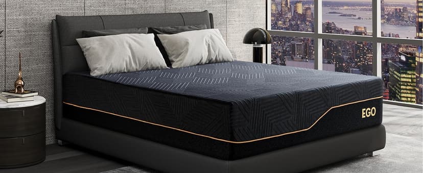 Firm King 14 Inch Memory Foam Mattress in a Box, Cooling Knit Fabric Cover, Copper Memory Foam, Made in The USA of US Foam, CertiPUR-US Certified, 76”x80”, Black