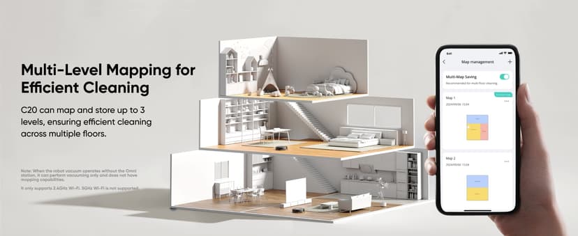 eufy Robot Vacuum Omni C20, Robot Vacuum and Mop Combo, Self Emptying, Auto Mop Washing and Auto Drying for Hands-Free Cleaning, 7000 Pa Powerful Suction, 3.35-Inch Design, All-in-One Station