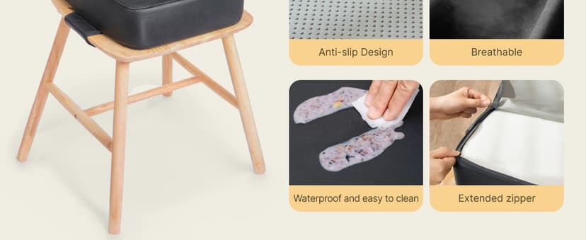 HOMEAL Booster Seat for Kitchen Chair, Breathable Toddler Booster Seat for Dining Table with Backrest and Adjustable Straps, Portable Travel Toddler Booster Seat, Dark Grey