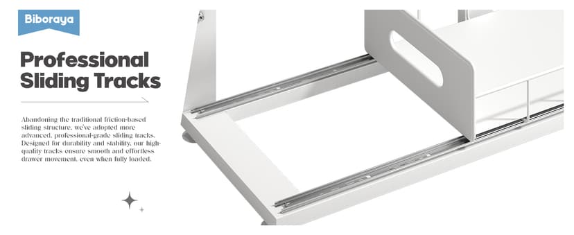 2 Pack Under Sink Organizer with Smooth Ball Bearing Slides, 2-Tier Pull Out Cabinet Storage, Slide Out Drawers for Bathroom and Kitchen, Under Sink Shelf, Rust-resistant Coating, Height Adjustable