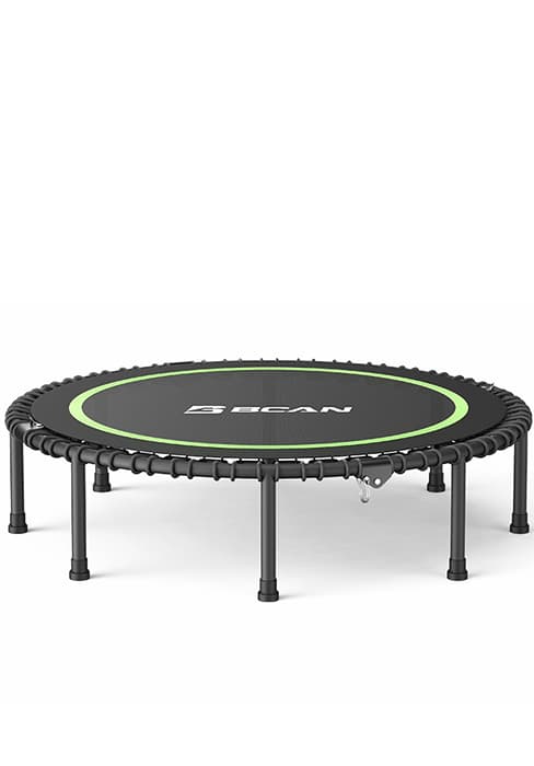 BCAN 40"/48" Mini Rebounder Trampoline for Adults with Bar, 450/550LBS Fitness Trampoline with Bungees, Adjustable Handle, Stable & Quiet, Indoor Outdoor, Whole-Body Workout & Relaxation at Home