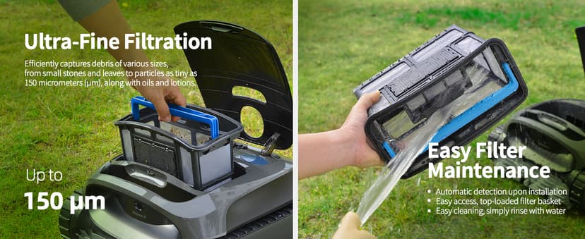 Beatbot AquaSense Cordless Robotic Pool Vacuum Cleaner - Intelligent Path Opimization, Cleans Floor, Walls, and Waterline - Suitable for Above & In-Ground Pools up to 2,260 sq.ft, Light Gray