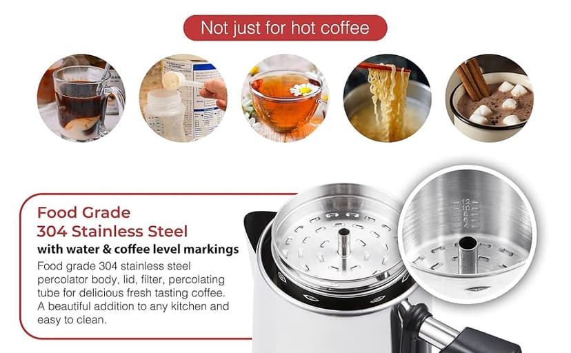 Elite Gourmet EC923 Electric Coffee Percolator, BPA Free, Keep Warm, Clear Brew Progress Knob, Cool-Touch Handle, Cordless Serve, 12-Cup, Stainless Steel