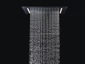 HOMEDEC Luxury Full Body Shower Jets System, 15x28inch Rain Shower Faucet Set Combo with 4pcs Adjustable Large Body Jet with Handheld Spray (Matte Black, 3 Functions Shower Head)