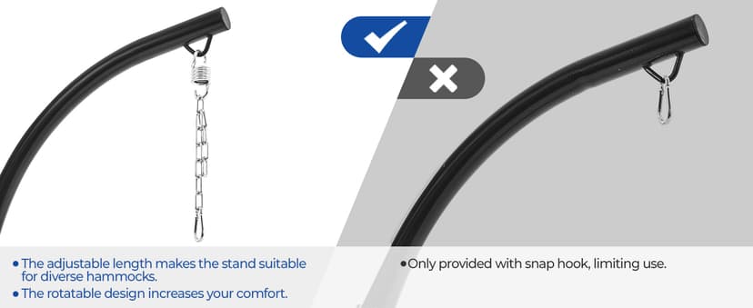 Yaheetech Hammock Chair Stand, C-Stand for Hanging Hammock Chair w/Buckle & S-Shaped Hook - Free Rotation C-Stand Hammock Stand for Hanging Chairs, Swings, Max.Weight Capacity 300Lb