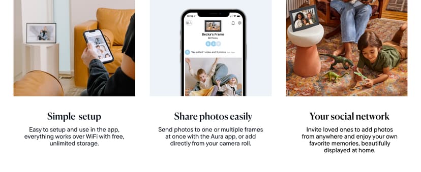 AURA Walden 15" WiFi Digital Picture Frame | Wirecutter's Best Digital Frame for Gifting | Send Photos from Your Phone | Quick, Easy Setup in Aura App | Free Unlimited Storage | Ink with White Mat