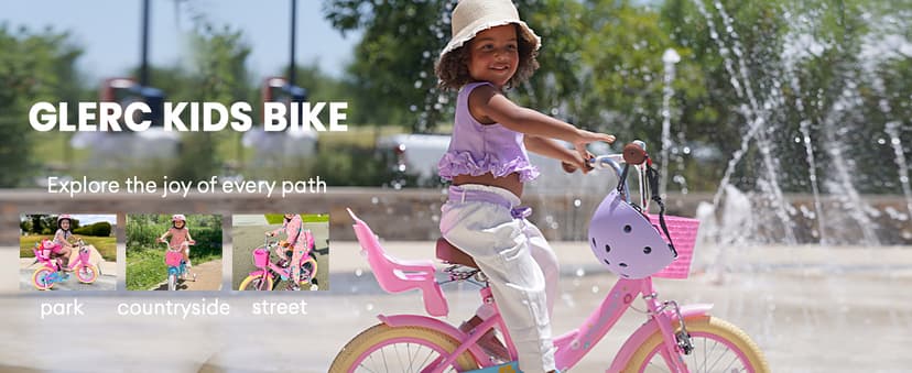 Glerc Maggie Girls Bike, 12-20 Inch Kids Bike for 2-13 Years Old Children, Princess Style Kids Bicycle with Doll-Seat & Basket & Training Wheels, Multiple Colors