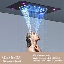 14 X 20 Inch Ceiling LED Rain Shower Head With Body Jets Large Luxury Rainfall Shower System Thermostatic Mixer Set Kit Included (Oil Rubbed Bronze)