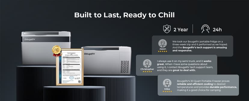 BougeRV 12 Volt Refrigerator 12V Car Fridge 30 Quart Portable Freezer Compressor Cooler -8℉~50℉ Compressor Freezer, 12/24V DC 110~240 Volt AC, for Truck RV SUV