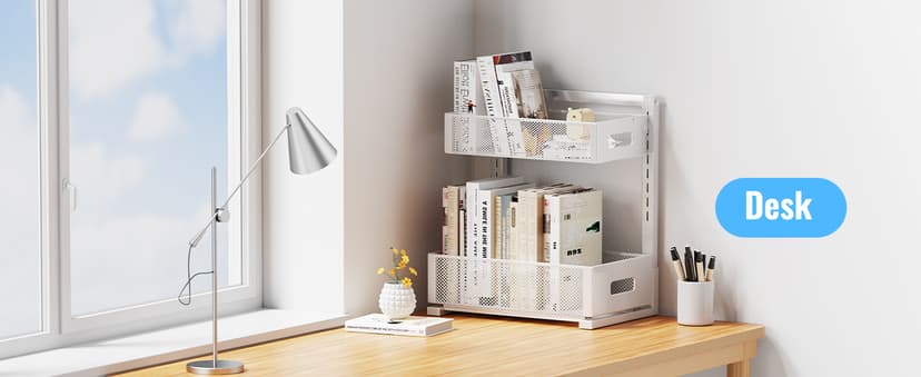 Pull-out Under Kitchen Sink Organizer, Metal Functional Under Sink Organizer, Height Adjustable Under Bathroom Sink Organizer, Under Sink Storage for Kitchen Bathroom Cabinet (White)