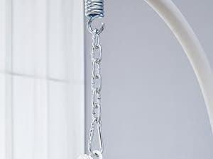 Egg Swing Chair Outdoor with Stand, Hanging Egg Rattan Basket Chair with Cushion and Pillow, Swinging Egg Chair, Foldable Basket and Metal Stand for Porch, Patio, Bedroom, Balcony,yard (White)