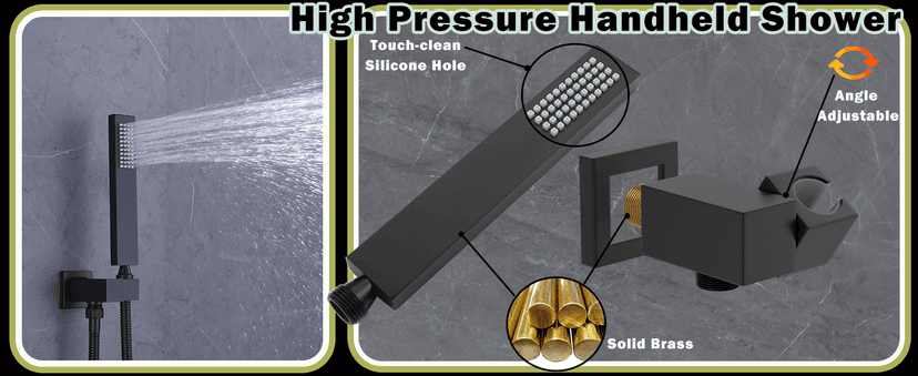 Matte Black Dual Shower Heads Shower System with 26"X16" LED Rainfall Shower Head and 8" Side Showerhead,Digital Display Shower Faucet Set with 6 PCS Body Jets and Handheld Spray