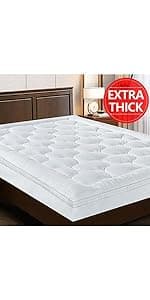 EASELAND Queen Size Mattress Pad Pillow Top Mattress Cover Quilted Fitted Mattress Protector Cotton Top Stretches up 8-21" Deep Pocket Cooling Mattress Topper (60x80 inch, White)