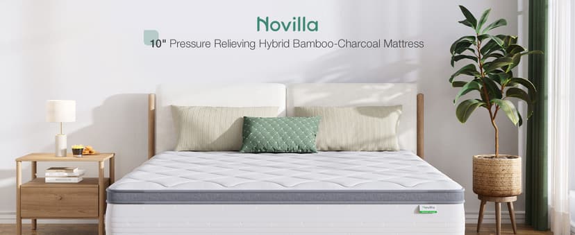 Novilla Twin Mattress, 10 Inch Twin Hybrid Mattress for Kids, Pocket Innerspring Pillow Top Mattresses for Motion Isolation, Pressure Relief & Edge Support,Soft Feel but Supportive