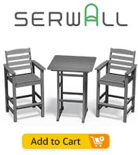 SERWALL Outdoor HDPE Dining Table Set, 7-Piece Outdoor Dining Table Sets with Umbrella Hole Cut-Out Table and 6 Chairs, Gray