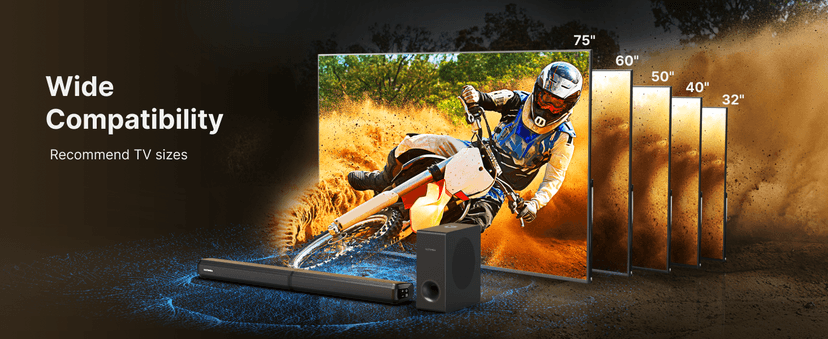 ULTIMEA 4.1ch Sound Bar for Smart TV with Dolby Atmos, 2-in-1 Bluetooth 5.3 Soundbar with Subwoofer, 280W Peak Power, 3 EQ Modes TV Soundbar, Bass Adjustable, HDMI eARC, Apollo S60, 2025 Upgraded