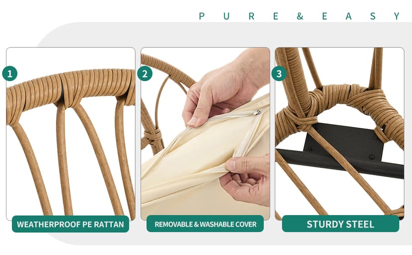 YITAHOME 4 Pieces Rattan Wicker Dinning Chairs, Outdoor Indoor Patio Furniture Set with Cushion and Curved Back All Weather Bistro Chair for Garden Backyard Porch Poolside Restaurant (Beige)