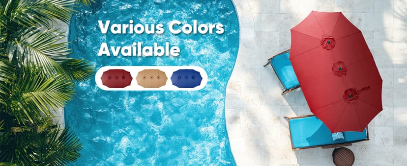 Sweetcrispy 15ft Large Patio Umbrella with Base Included, Rectangle Table Umbrella Outdoor Patio, Outside Umbrellas for Deck, Market, Backyard