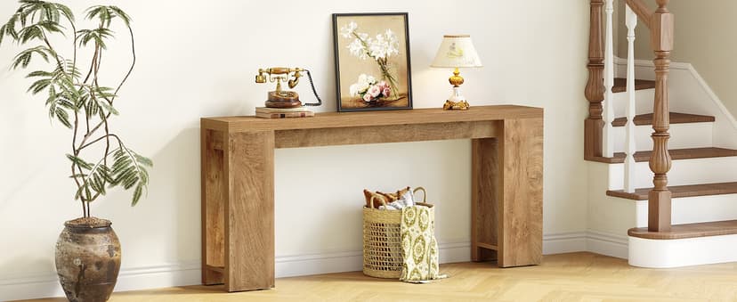 Little Tree 70.9-Inch Long Console Table, Narrow Sofa Table Behind The Couch, Farmhouse Console Table for Living Room, Entryway, Hallway