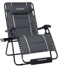 UDPATIO Oversized Zero Gravity Chair 33In XXL Patio Reclining Chair with Cushion, Outdoor Folding Recliner with Pillows|Cup Holder|Foot Rest|Padded Headrest, Black, Support 500LB