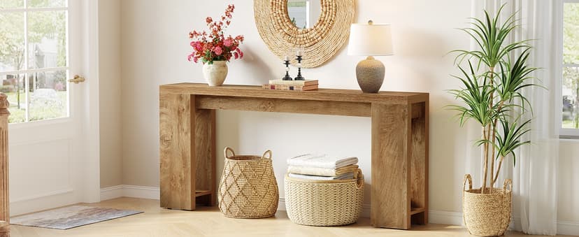 Little Tree 70.9-Inch Long Console Table, Narrow Sofa Table Behind The Couch, Farmhouse Console Table for Living Room, Entryway, Hallway