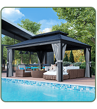 Aoxun 12' x 16' Outdoor Wood Gazebo, Hardtop Gazebo Permanent Wooden Pavilion with Galvanized Steel Gable Roof, for Patio, Garden, Deck, Cedar Wood