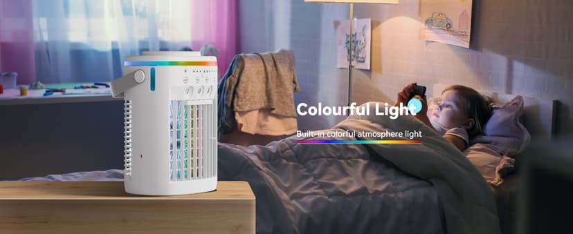 Portable Air Conditioner,Cooling Fan with 3 Speeds &3 Modes,2-8H Timer,1000ml Water Tank, Remote Control,4 in 1 Humidifier, Air Conditioner,Fan,Night Light,Evaporative Air Cooler for Home,Office
