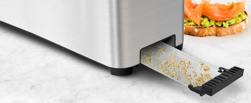 Mueller UltraToast Full Stainless Steel Toaster 2 Slice, Long Extra-Wide Slots with Removable Tray, Cancel/Defrost/Reheat Functions, 6 Browning Levels with LED Display, Housewarming Gifts New Home