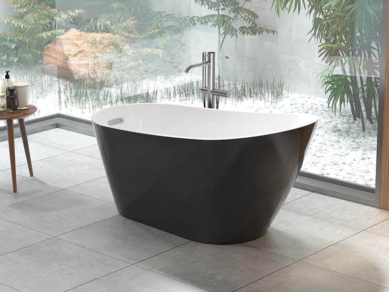 67" Free Standing Tub, Standalone Soaking Pleated Bathtub, Easy Install Freestanding Bathtub, Modern Design for Bathrooms, White