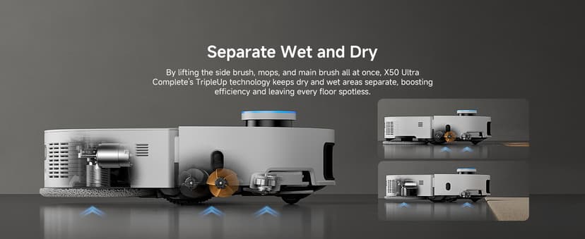 DREAME X50 Ultra Complete Robot Vacuum and Mop with Auto-Empty and Mop Self-Cleaning, 20,000Pa Suction, Obstacle Avoidance and 360° Navigation, Corner to Edge Deep Cleaning, Detangling Brush (White)