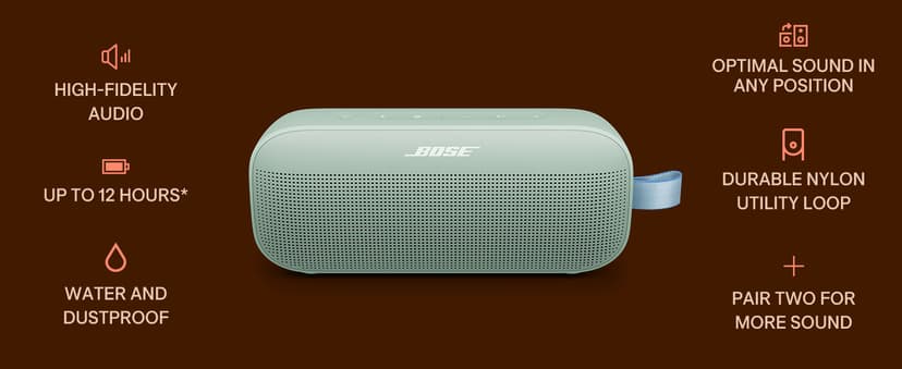 Bose SoundLink Flex Portable Bluetooth Speaker (2nd Gen), Portable Outdoor Speaker with Hi-Fi Audio, Up to 12 Hours Battery Life, Waterproof and Dustproof, Black