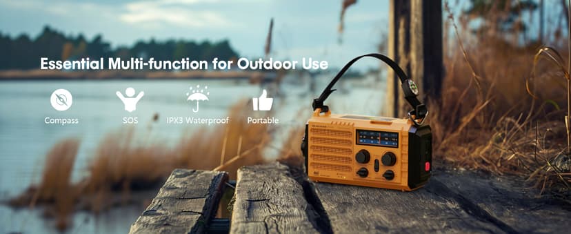 Raynic Weather Radio, 5000mAh/18500mWh NOAA Weather Radio, Solar Hand Crank Emergency Radio with AM/FM/SW/NOAA Weather Alert, Flashlight, Reading Lamp, Cell Phone Charger and SOS Siren