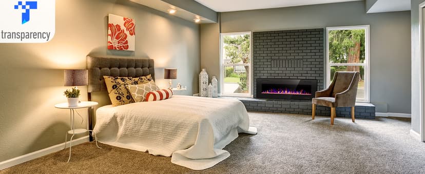 R.W.FLAME 60" Recessed and Wall Mounted Electric Fireplace, Low Noise, Fit for 2 x 6 Stud, Remote Control with Timer, Touch Screen, Adjustable Flame Color and Speed, 750-1500W