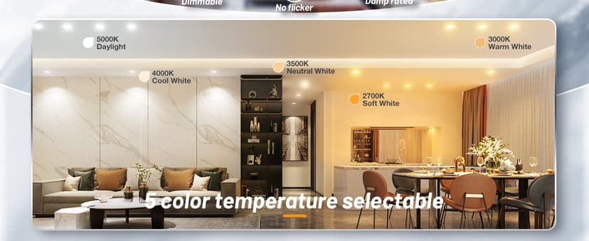 Amico 36 Pack 6 Inch 5CCT Ultra-Thin LED Recessed Ceiling Light with Junction Box, 2700K/3000K/3500K/4000K/5000K Selectable, 12W Eqv 110W, Dimmable Can-Killer Downlight, 1050LM Brightness - ETL&FCC