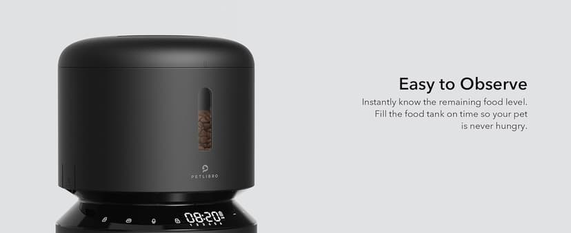 PETLIBRO Automatic Cat Feeder, Automatic Dog Food Dispenser with Freshness Preservation, Timed Pet Feeders for Dry Food, Up to 50 Portions 6 Meals Per Day, Granary Black