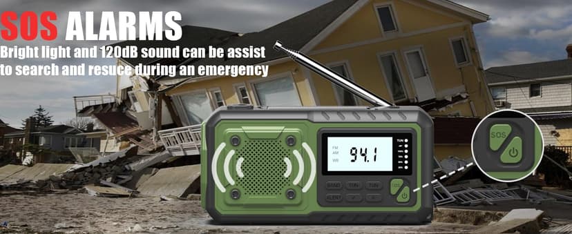 Crank Emergency Radio, Weather Radios5000mAh, Solar Radios with Hand Crank Emergencies, NOAA/AM/FM Weather Alert Radio, SOS Alarm,Flashlight & Reading Lamp, for Indoor Outdoor Survival