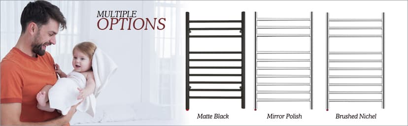 HEATGENE Towel Warmer, Compact Electric Towel Warmer for Small Bathroom, Wall-Mounted Electric Towel Racks, Plug-in/Hardwired Electric Towel Rails - Matte Black