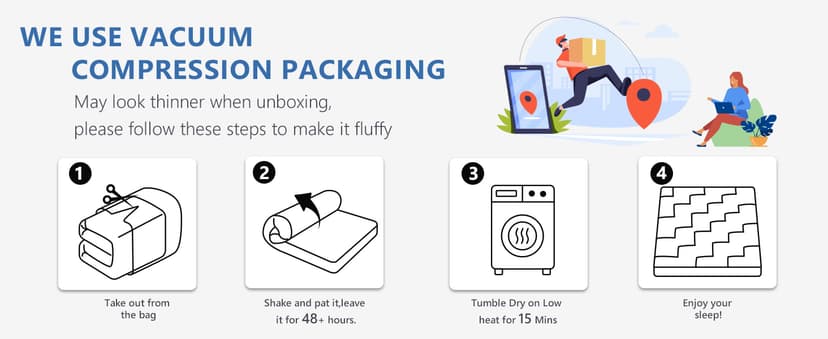 Marine Moon Mattress Topper King, Cooling Plush Pillow Top, Extra Thick Hotel Quality Down Alternative Filled, Softest Fluffy Mattress Toppers for Back Pain