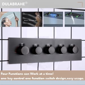 14 X 20 Inch Ceiling LED Rain Shower Head With Body Jets Large Luxury Rainfall Shower System Thermostatic Mixer Set Kit Included (Oil Rubbed Bronze)