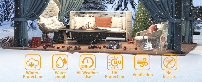 HOTEEL 10x12 Hardtop Gazebo Hot Tub Gazebo with Flame-Retardant Curtain Netting, Heavy Duty Pavilion with Galvanized Steel Double Roof, Aluminum Frame Outdoor Canopy for Patio, Party (2025 Upgraded)