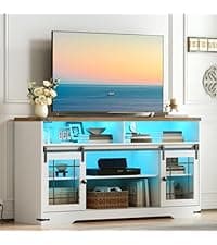 HOOBRO Farmhouse End Table with Charging Station, 23.6" Large End Tables for Living Room, Sofa Side Table with Barn Door, Wooden Square Nightstand Bedside Table, Flip Top, White and Walnut WH601UBZ01