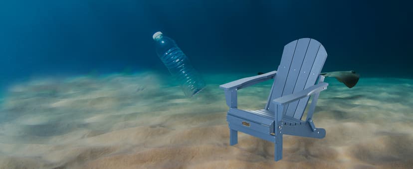 SERWALL Foldable Adirondack Chair Set of 4 for Patio Garden Outdoors Fire Pit-Ocean Blue