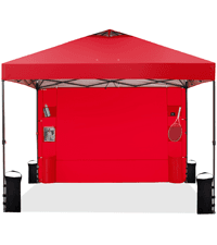 10'x10' Pop Up Canopy Tent with 1 Sidewall and 6 Pockets, One Push Setup, Instant Shade Tent with Vented Roof for Beach Patio Outdoor, Case, 8 Stakes, 4 Ropes, 4 Sandbags (White)