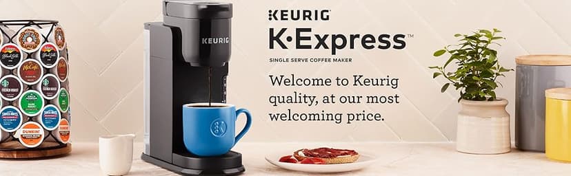 Keurig K-Express Single Serve K-Cup Pod Coffee Maker, 3 Brew Sizes, Strong Button Feature, 42oz Removable Reservoir, Warm Stone
