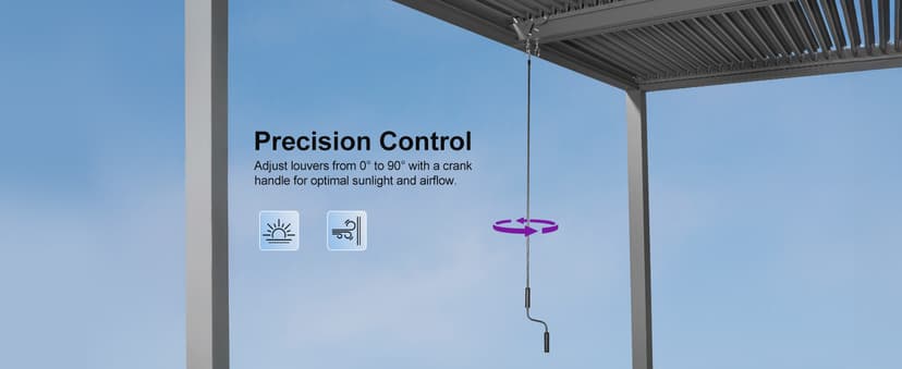 PURPLE LEAF Louvered Pergola 10' x 13' Outdoor Retractable Modern Hardtop Full Aluminum Pergola with Adjustable Rainproof Roof and 36 Clear LED String Lights for Patio Deck Backyard Slate Grey