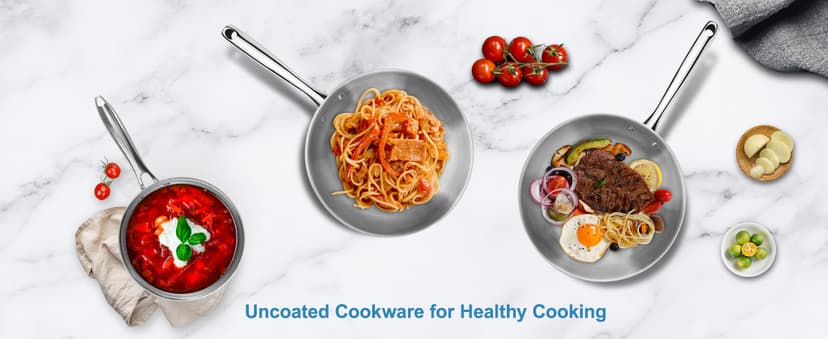 imarku Pots and Pans Set, 14PCS Kitchen Cookware Sets Tri-Ply Clad Stainless Steel with Hangered Handle and Lids, Suits Ceramic and Induction, Oven and Dishwasher Safe, Best Gifts for Women Man