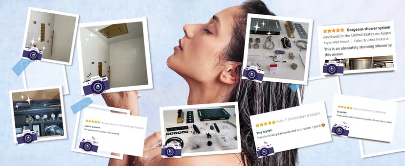 MONDAWE 23" Full Body Thermostatic Shower Jets System, 64-Color LED Music Waterfall Rainfall Luxury Shower Head System with 6 Spray Jets, Ceiling Mount Rain Shower Faucet Set, Matte Black